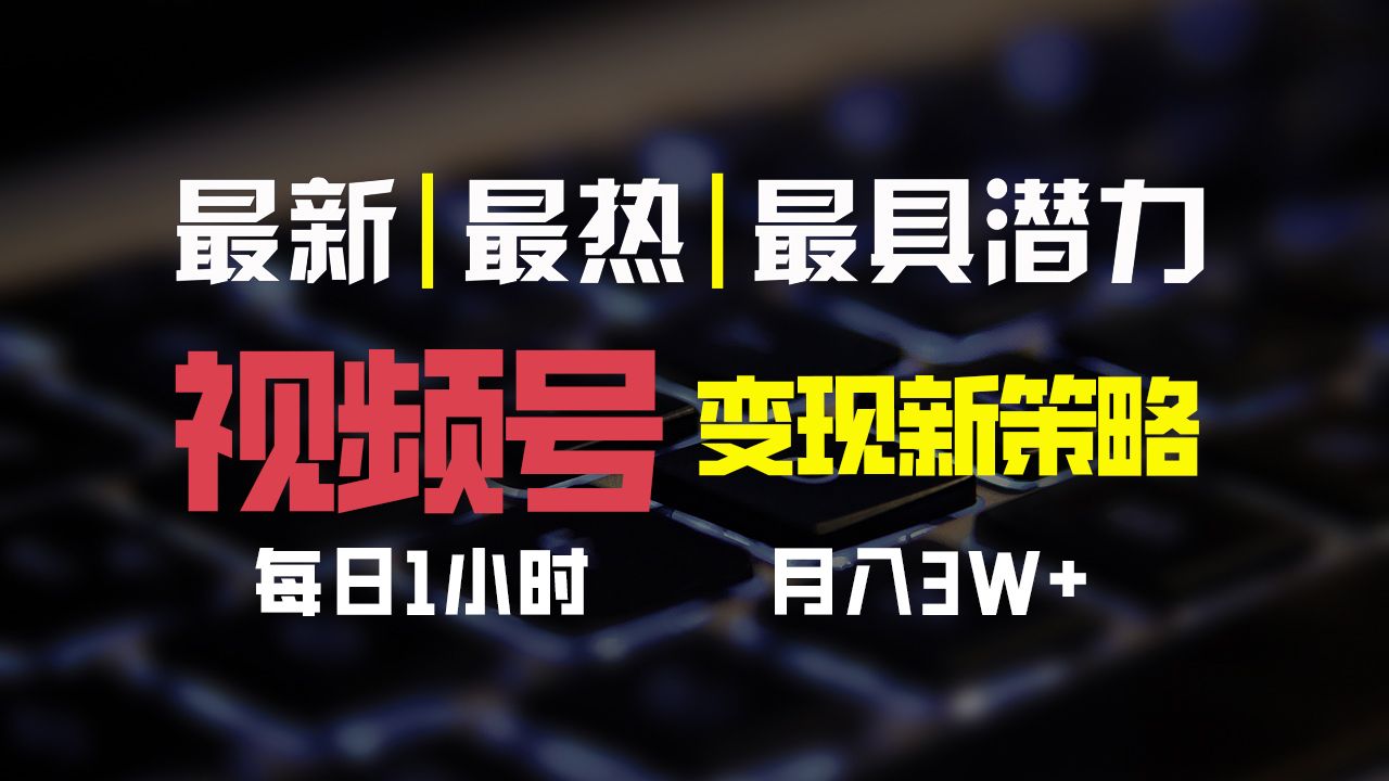 视频号变现新策略，每日一小时月入30000+