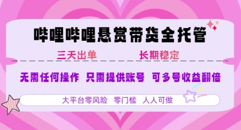 2025年B站风口带货项目 仅需提供账号 全程托管 轻松月入1w+
