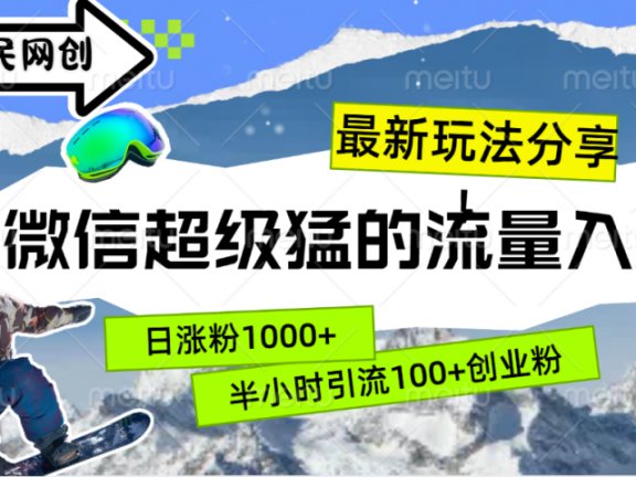 最新玩法分享!微信最猛的流量入口,半小时引流100+创业粉!!