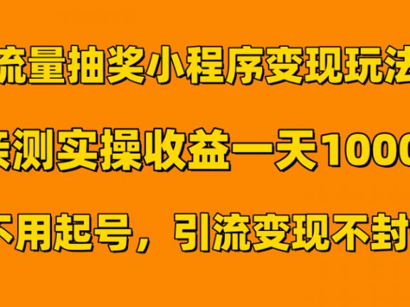流量抽奖小程序变现玩法,亲测一天1000+不用起号当天见效