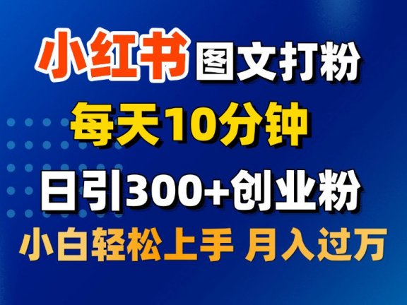2月小红书图文打粉，每天10分钟，日引300+创业粉，小白轻松月入过万